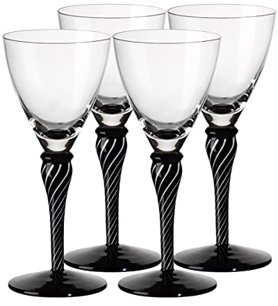 CRISTALICA Weinglas Weinkelch Roseglas Night´n Day 4er Set 175ml Schwarz Weiß Klar Glas