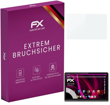 atFoliX Glasfolie kompatibel mit Lenovo Yoga Tab 11 Displayfolie, 9H Hybrid-Glass FX Schutzpanzer Folie