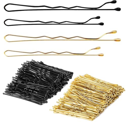 DALAETUS 400 Stück Haarspange Set, Haarklammern, Haarnadeln, Bobby Pins, Haarclips für Dickes Dünnes Haar Frauen Mädchen Kinder(5 & 6CM/ Gold & Schwarz)