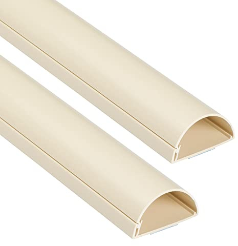 D-Line 1M5025M-2PK TV Kabelkanal, Kabelabdeckung, Kabel für wandmontierte Fernsehapparate kaschieren - 2x 50mm (B) x 25mm (H) x 1-Meter Längen - Magnolia
