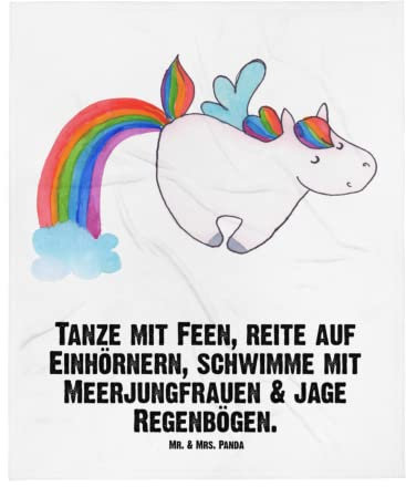 Mr. & Mrs. Panda Mikrofaser Decke Einhorn Fliegendes Pferd - Geschenk, Spielen, Unicorn, Glitzer, Tagesdecke, Realität, Dekoration, Regenbogen, Gemütlich, Wolldecke