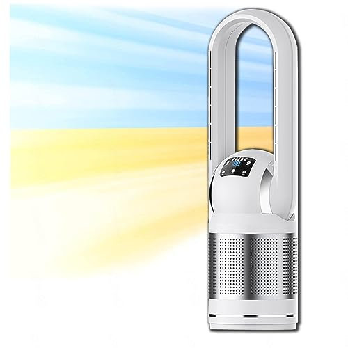 JUNZAI Ventilador Sin Aspas Con Control Remoto Pantalla Led Ventilador de torre Silencioso 3 Modos 8 Velocidades Ventilador Potente Oscilación 80° Temporizador 8H
