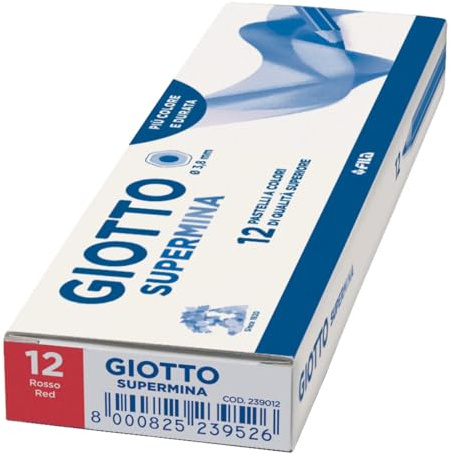 Giotto Supermina Matite Pastello Monocolore, Confezione da 12 Pezzi (Rosso)