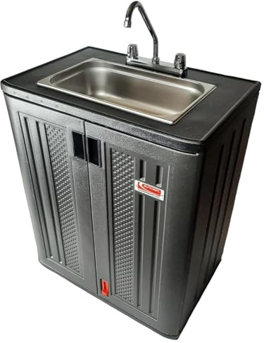 Portable Sink Hand Wash Station - Single Basin Hand Washing Station with Hot & Cold Water - Portable Sink for Washing Hands, Portable Vendor Sink For Food Trucks, Concession stands or Commercial Use