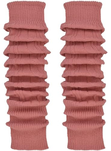 TODO Calentadores cálidos para mujer con lana, suaves, flexibles, largos. Calentadores de piernas para mujer para invierno, cuando hace frío, calentadores de piernas, Rosa - Guanteletes largos,