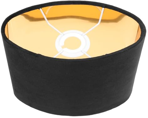 Hemobllo Ovaler Lampenschirm – Lampenschirme Für Tischlampen Stehlampen E27-Ersatzlampenschirm Samt-Lampenschirm Mit Goldenem Futter – 22 9 X 17 8 Cm Schwarz