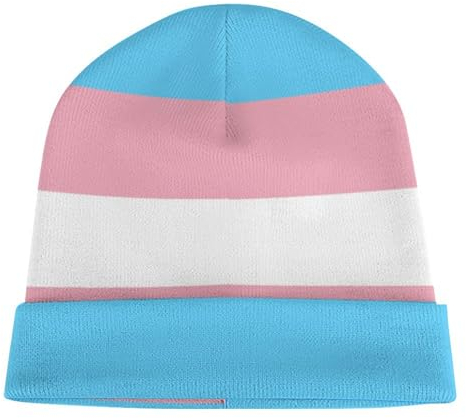 Warme bequeme Herren- und Damenmütze, blaue bunte Flagge