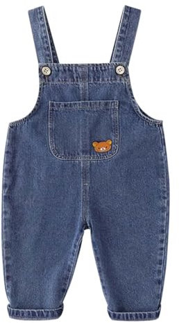 AOOPOO Salopette di Jeans Bambino Cowboy Pantaloni Jumpsuit Overalls Denim Bambini Pagliaccetto Bimbo Pagliaccetto Neonato Pagliaccetto Tutina Salopette Tuta da Lavoro per Bambine 0-6 Anni