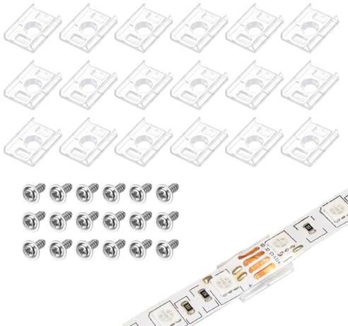 PATIKIL Strip Light Clips, 50 Stück Transparente LED-Streifenhalterungen mit passenden Edelstahlschrauben für 10mm breite LED-Lichtstreifen