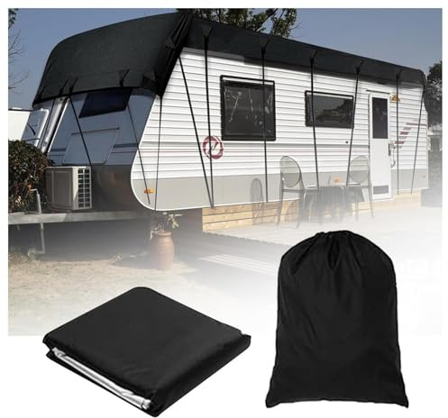 LFLIFENG Wohnwagen Schutzdach 210D Oxford-Gewebe Wohnwagen Abdeckplane Wind-, Regen- Und Schneefest Hagelschutz Geeignet Für Wohnwagen, Wohnmobile, Busse,Black-11m×3m