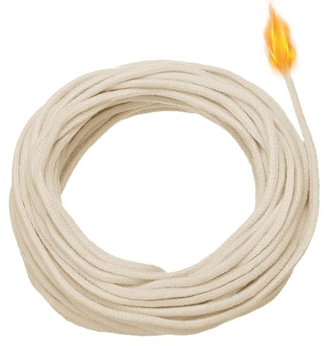 Mèche ronde en coton tressé pour lampes à huile, 10 m x Ø 4 mm, pour lampes à huile et bougies, fait à la main