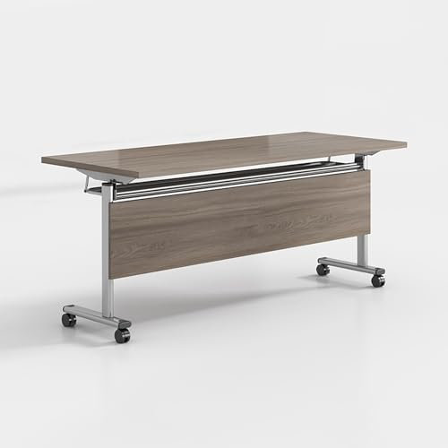 TANTOYO Klappbarer Konferenztisch, mobiler Schulungstisch mit Klappplatte, industrieller Seminartisch mit leisen Rädern, rechteckiger modularer Konferenzraumtisch (120 * 40 * 75 cm/47 * 16