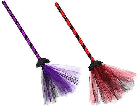 TOYANDONA 2piezas Escoba Bruja Halloween Decoración Fiestas Accesorio Cosplay Duradera