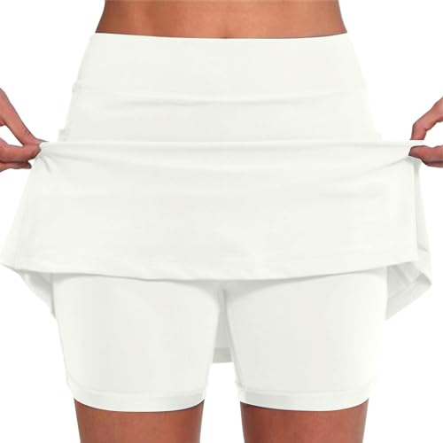 Rock Mit Hose Drunter Kurz 2 In 1 Shorts Rock Farbverlauf Druck Tennis Rock Mit Short Integriert Sportrock Laufrock Running Wandern Laufen Hosenrock Golfrock Tennisrock Damen Mit Hose