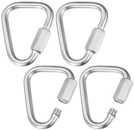 M METERXITY 4er-Pack Schnellkettenverbinder, M8 5/16 304 Edelstahl Dreieckige Verriegelung Reparaturkettenglieder für Schaukeln/Camping/Wandern/Rucksack, Drehverschluss [Silber]