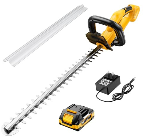 EWORK 20V Cordless Hedge Trimmer 22-Inch Electric Bush Trimmer, 5/8 Cutting Capacity, Battery Powered Lightweight Handheld Shrub Trimmers with Battery and Charger for Garden, Yard