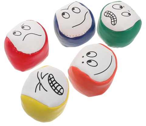 Toddmomy Kinder Sport Sandsäcke Leicht und Tragbar mit Lustigen Cartoon Gesichtern 5 Stück-Pack aus Robustem PVC für Spiele im Freien und Wurfspaß
