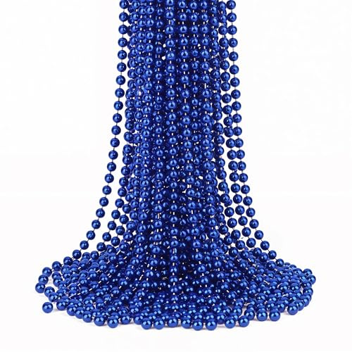 Trimming Shop 9M Metallic Christmas Bead Chain - 7.5mm Royal Blue Shiny Pearl Garland for Xmas Tree Hanging Decorations, DIY Crafts, Jewellery Making & Festive Decor, 1pc