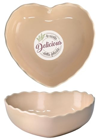 WALD Set 2 Pirofile monoporzione in Kergrès – Argilla ceramica ad alta resistenza per forno – Ideali per cucina e servizio a tavola (Cuore Bianco)