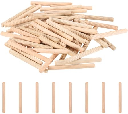 PATIKIL 95 Stk Holz Dübel 8mm x 80mm Geriffelte Holzstifte Aus Hartholz | Für Möbelbau DIY Bastelprojekte Türdekoration