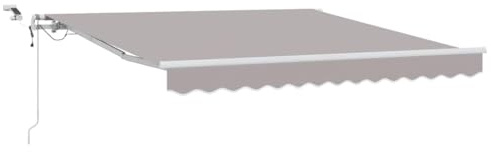 vidaXL Utfällbar markis Ljusgrå 350 x 250 cm Polyester och metall, Justerbar, modern, hållbar, rektangulär, utdragbar solskydd, utomhusmarkis, UV-skydd för trädgården