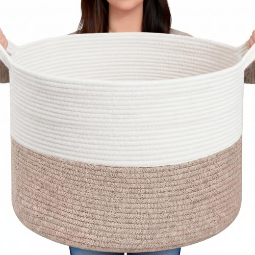 Large Storage Basket, 88L Woven Blanket Basket, Toy Basket with Handle,