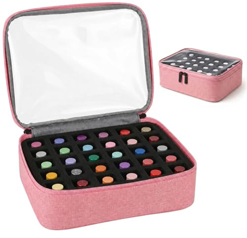 Nail Polish Organiser, 30-Bottle Nail Varnish Storage Bag with Foam Divider