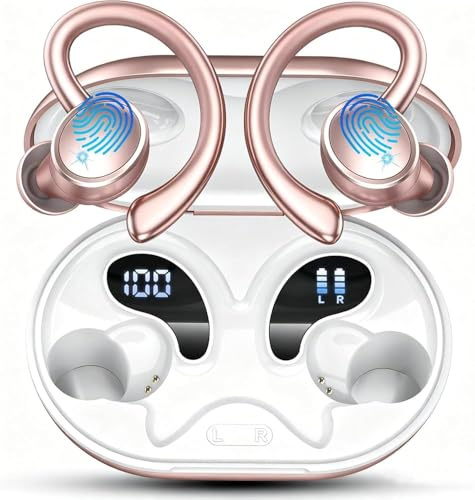 Nouvelle Ecouteurs Bluetooth sans Fil Sport, Écouteur Bluetooth 5.4 avec HiFi Stéréo, 50H Écouteur Bluetooth 4 ENC Réduction Bruit Mic, IP7 Étanche Oreillette Bluetooth, Écran LED Casque pour Running