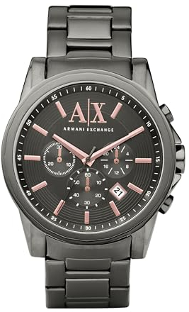 Armani Exchange Watch for Men, Quartz Chronograph Movement, 45 mm Gunmetal Stainless Steel Case with a Stainless Steel Strap, AX2086