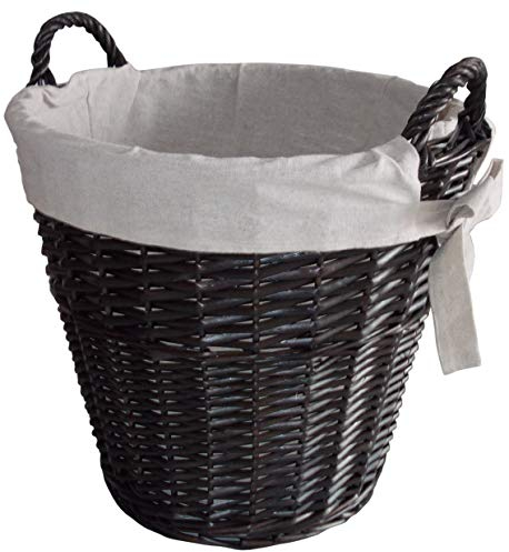 Metrox 99094 - Cestino in Vimini con Manici per Legna da ardere, Rivestimento Interno in Juta, Dimensioni 43 x 43 x 40 cm, in salice