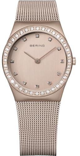 Bering Damen Quarz Uhr | Armbanduhr 30 mm Edelstahlgehäuse und Perlmutt Zifferblatt | Milanaisearmband | Saphierglas | 5 ATM | 12430