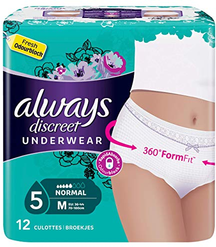 Always Discreet Damen Slipeinlage bei Blasenschwäche und Inkontinenz, Größe M, 12 Stück