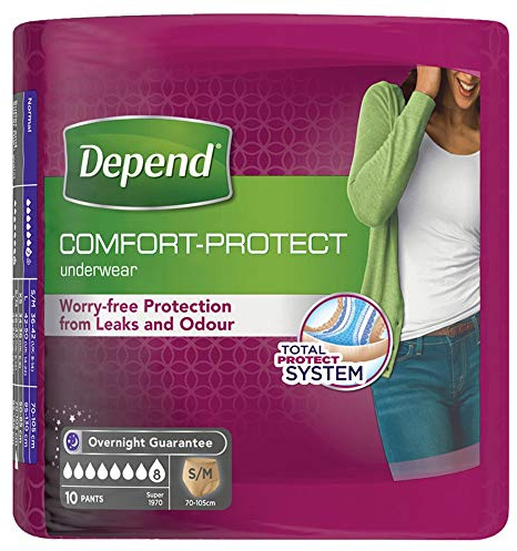 Depend Comfort Protect Inkontinenz-Unterhosen für Damen, Größe S/M, 10 Stück