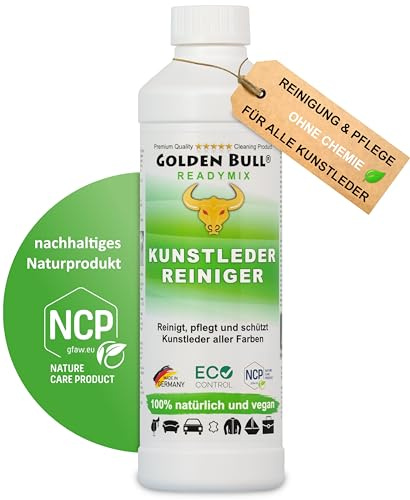 Golden Bull® Kunstleder Reiniger & Kunstleder Pflege 500ml [VEGAN - OHNE Chemie] Kunstlederreiniger für Auto, Sofa & Couch Reinigung - Natürliches Kunstleder-Pflegemittel mit Farbauffrischung