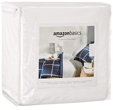 Amazon Basics Waterproof Mattress and Box Spring Protector, Zipper Enclosed Cover to Protect Against Liquid Spills, 12â€œ to 18 Depth, Queen, White
