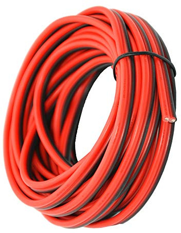 Fil électrique en silicone 16 AWG 6 mètres [Noir 3 m Rouge 3 m] Ligne de câble parallèle à 2 conducteurs souple et flexible Connexion 1,3 mm² Brins sans oxygène Fil de cuivre étamé TUOFENG
