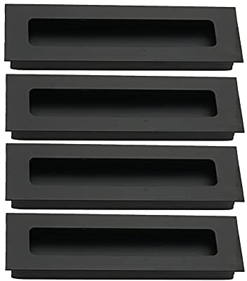 BOZONLI 4 pcs Encastrées Poignee Porte Coulissante, Poignee de Porte Interieur, Noir Poignée Rectangle Encastrées en Aluminium pour Tiroirs, Armoires - 140 x 42 mm
