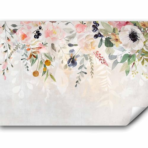 murando - Fototapete selbstklebend Blumen, 343x256 cm, Schlafzimmer, modern | Selbstklebend ohne Kleister, Full HD Druck, ideal fürs Wohn- oder Schlafzimmer, schnelle Montage, lichtbeständig, geruchsfrei