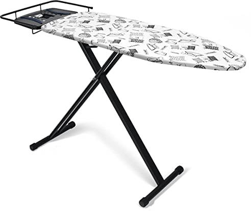 Duwee Ironing Board Extra Large with Big Steam Iron Rest,Heat-resistant Metallic Cover with Thick Double layers Padding,Adjustable Height,Heavy Sturdy Legs and Foldable,122 x 43cm