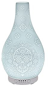 L & P Home & Gifts Desire White Skull Diffuser-Essential Oil Quiet Ultrasonic Aromatherapy Humidifier – 4 Mist Modes, Colourful Light + Auto Shut-Off, Multicolour, H24cm