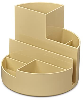 MAUL Schreibtisch Organizer MAULrundbox Ø14x12,5cm | Organizer mit 6 Fächern | Stiftehalter für Stifte, Marker und Schere | Stifte Organizer für Büro und Schreibtisch | Sahara