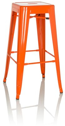 hjh OFFICE Barhocker aus Metall, stapelbarer Hocker Industrial Design | Tresenhocker bis 150 kg belastbar, stabile Stahlkonstruktion, Orange