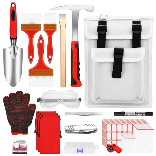 A peerless shovel  Rock Pick Hammer with Skid Handle, All Steel Geology Hammer with Pointed Tip & Shock Reduction Grip for (red1)