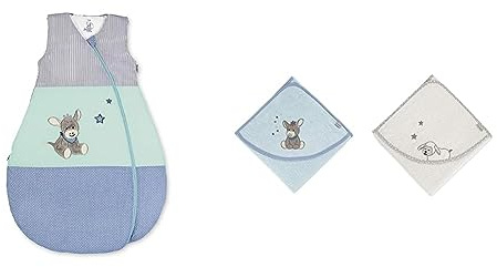 Sterntaler Funktionsschlafsack für Kleinkinder, Esel Emmi, Ganzjährig, Wärmeregulierung & Baby Handtuch Kapuze - Kapuzenhandtuch EMMI