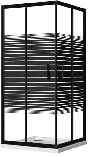 ZIK - Box Doccia 70x90 Angolare 2 Lati Nero (Altezza 190) Cabina Doccia Completa in Vetro Temperato 6mm Reversibile, Box Doccia Completo con Porta Scorrevole, Tutti i Componenti sono Inclusi