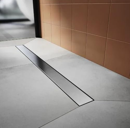 ProfiDrain Edelstahl Duschrinne extra flach mit Ablaufgarnitur (100cm, Höhe 53mm) - waagerechter Duschablauf Komplettset Vollabdeckung - Duschabfluss & Duschablaufrinne mit passender Dichtmanschette