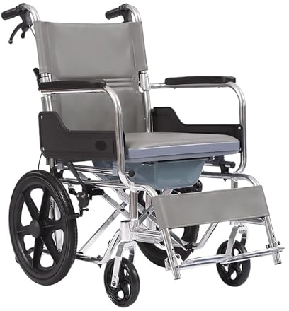 GXLDIANPU Toilettenrollstuhl Am Bett, 4-in-1-faltbarer Mobiler Duschstuhl, 360-Grad-Rolle, Federungsstoßdämpfung, Wasserdichter Ganzkörper, Für Senioren, Verletzte Und Behinderte