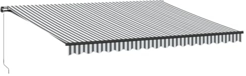 vidaXL Markise Manuell mit LEDs Anthrazit & Weiß 450x350 cm, Markisen, Markise ausfahrbar, Manuelle Markise, Markise einziehbar, Markise manuell
