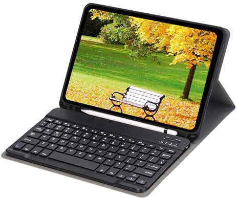 leleyo Funda con teclado para tablet Air / Air2 / Pro de 9,7 pulgadas - Funda inteligente magnética con teclado Bluetooth inalámbrico extraíble para iPad Air/Air2/Pro, color negro
