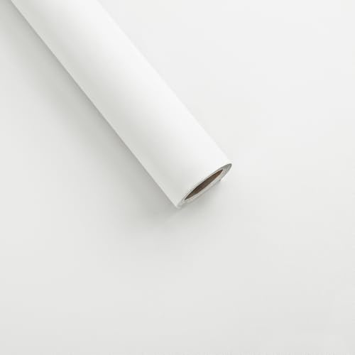 Timeet Self Adhesive Wallpaper White Matte Sticky Back Plastic Warm White Frosted Surface Peel and Stick Wallpaper 60x500cm Vinyl Wrap Waterproof Vinyl Film for Wall Furniture